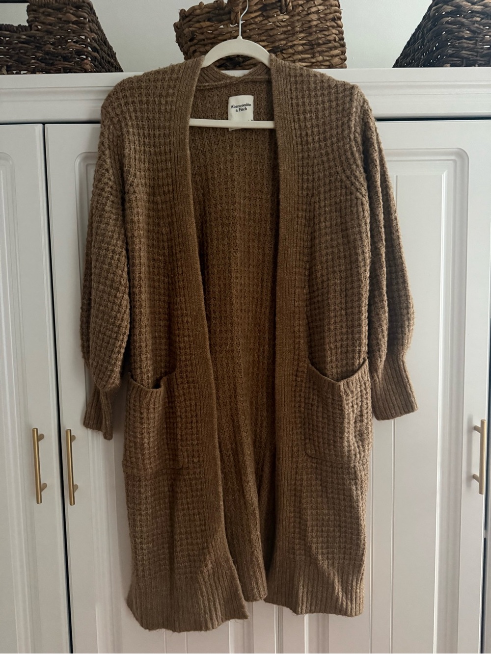 Abercrombie & Fitch Waffle-Knit Open Cardigan - Brown
